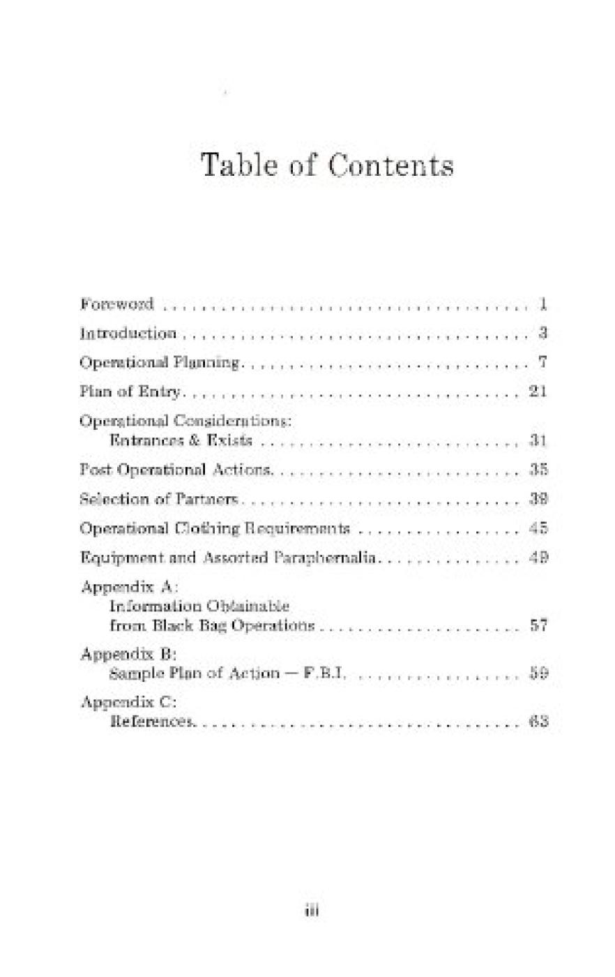 Agents Handbook of Black Bag Operations